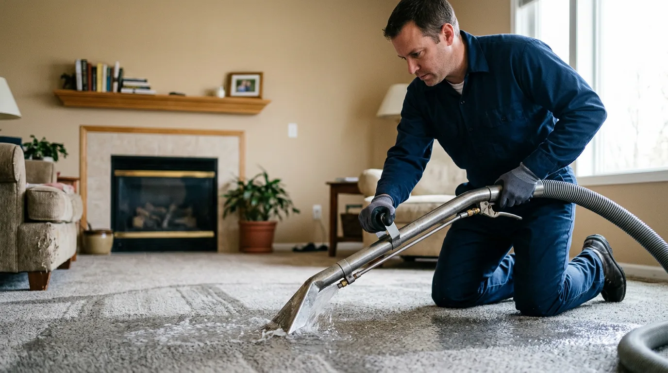 Water damage restoration technician working near Atlanta, NE